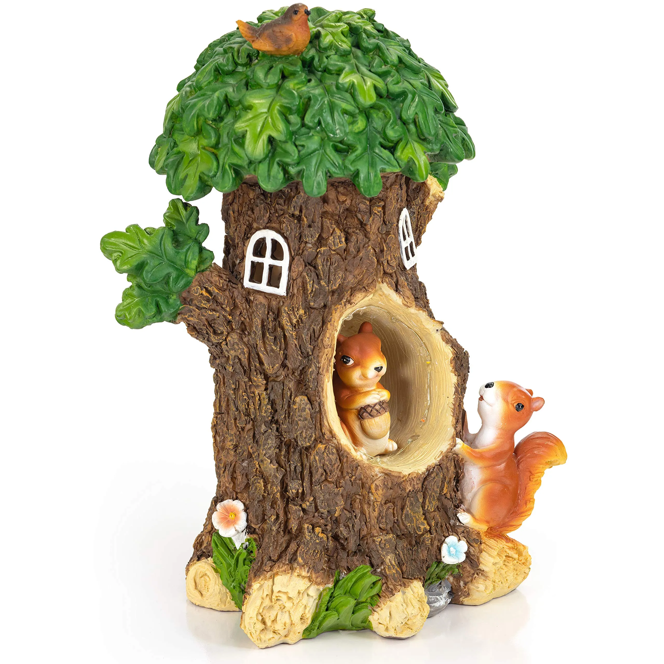 VP Home Nutty Squirrels Treehouse Solar Powered LED Outdoor Decor Garden