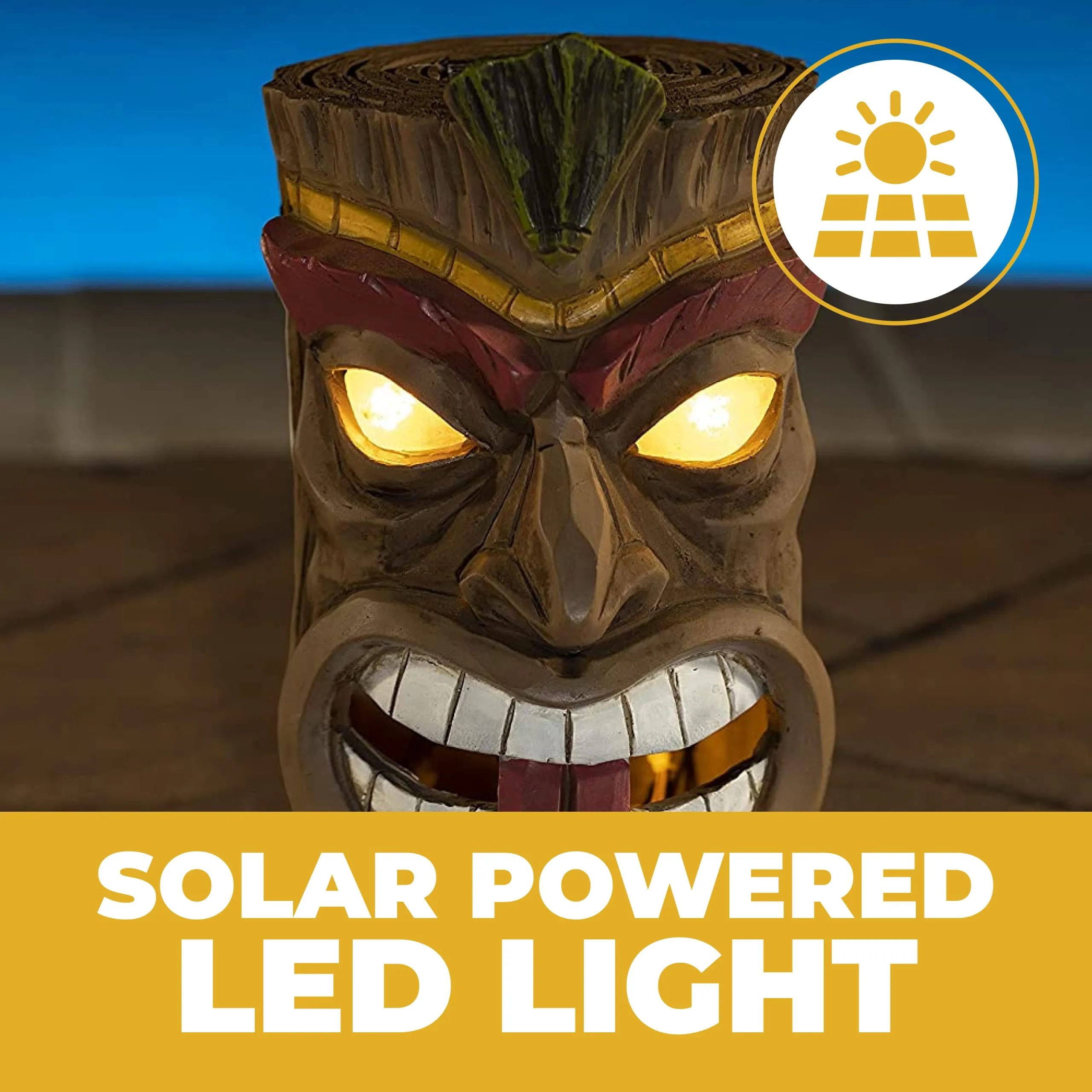 Vp Home Tiki Head Solar Powered Led Outdoor Decor Garden Light