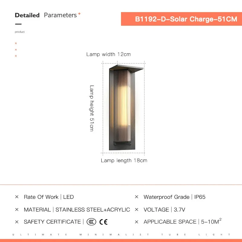 VZ Kari - Solar Garden IP65 Waterproof Porch Light Villa Loft Balcony