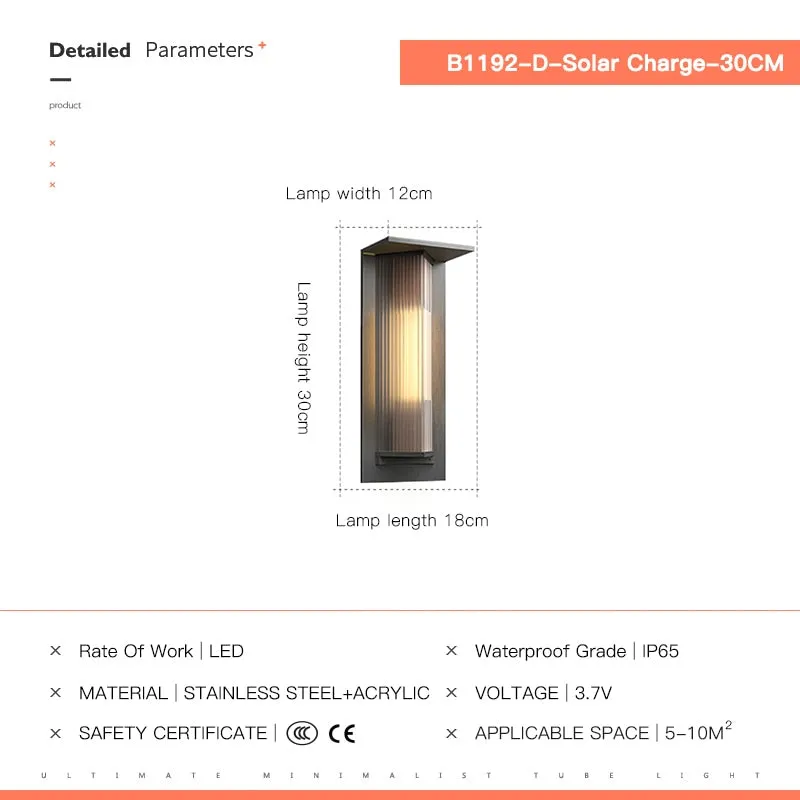 VZ Kari - Solar Garden IP65 Waterproof Porch Light Villa Loft Balcony