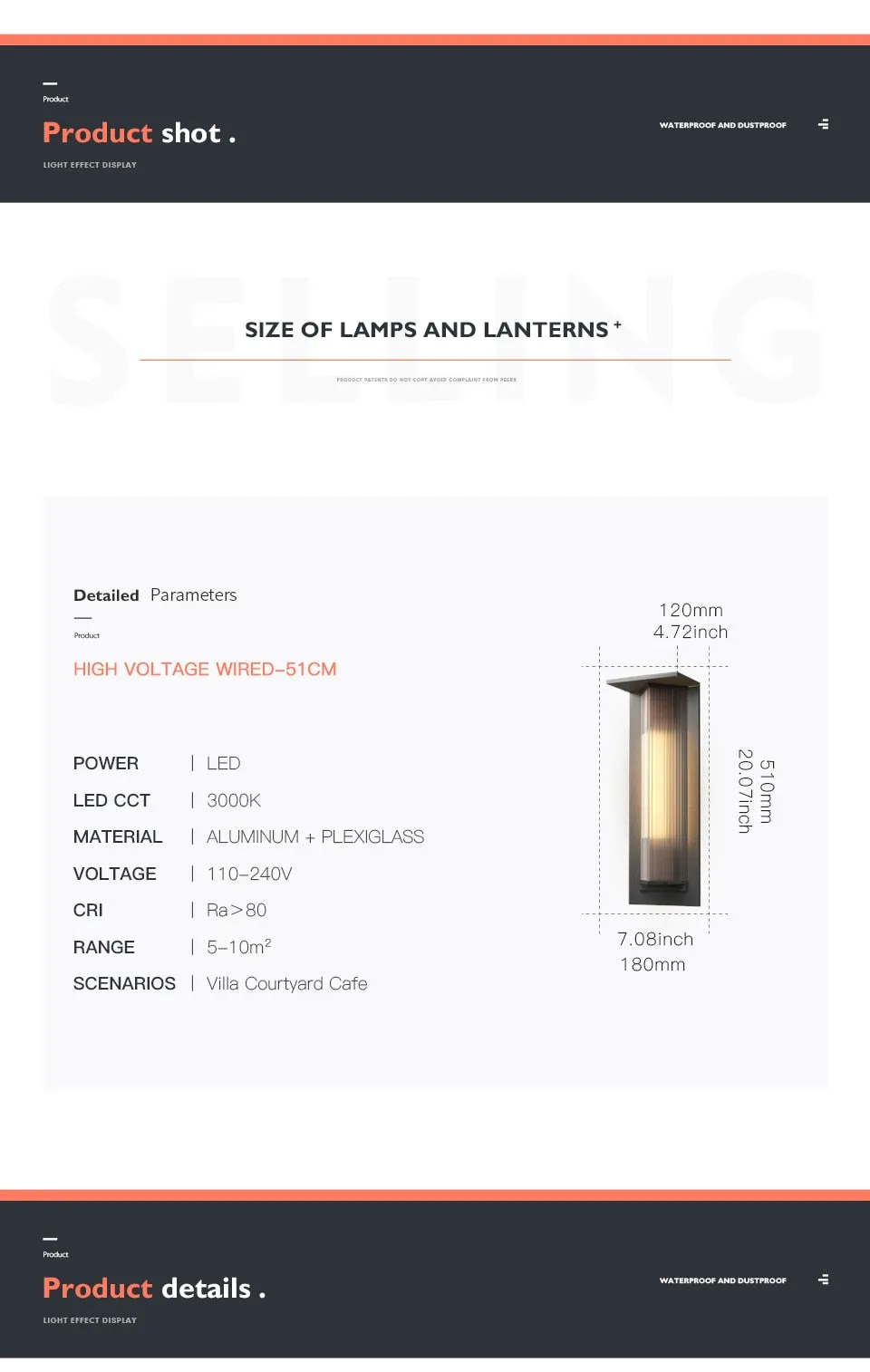 VZ Kari - Solar Garden IP65 Waterproof Porch Light Villa Loft Balcony