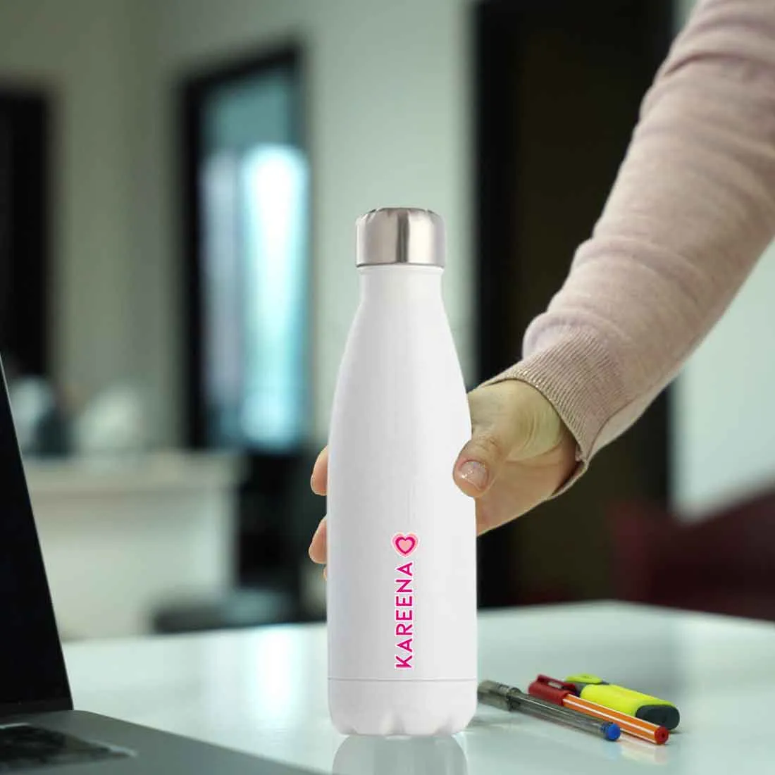 Water Bottle with Name Printed - Stainless Steel Insulated Water Bottles 500ml