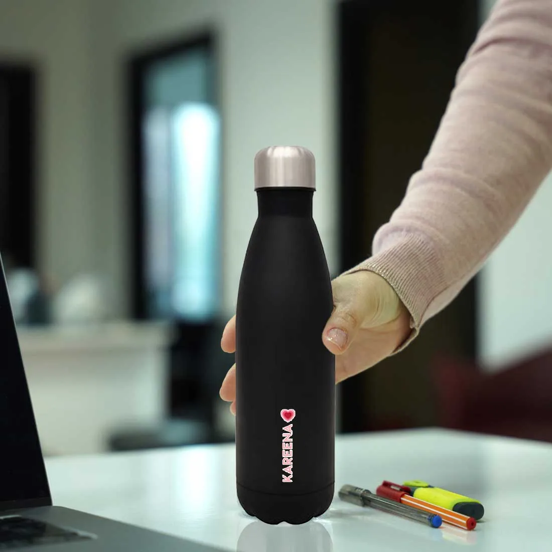 Water Bottle with Name Printed - Stainless Steel Insulated Water Bottles 500ml