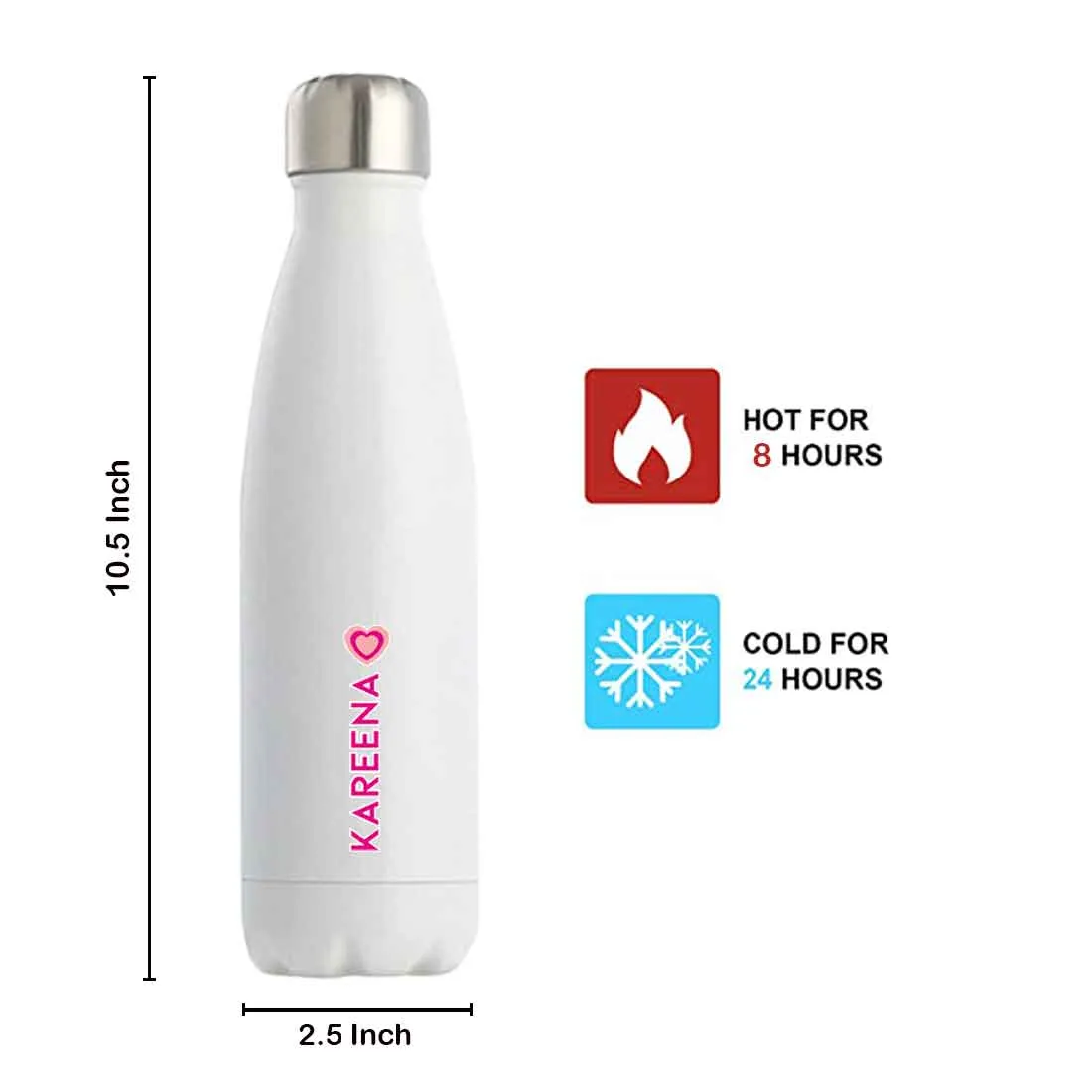 Water Bottle with Name Printed - Stainless Steel Insulated Water Bottles 500ml