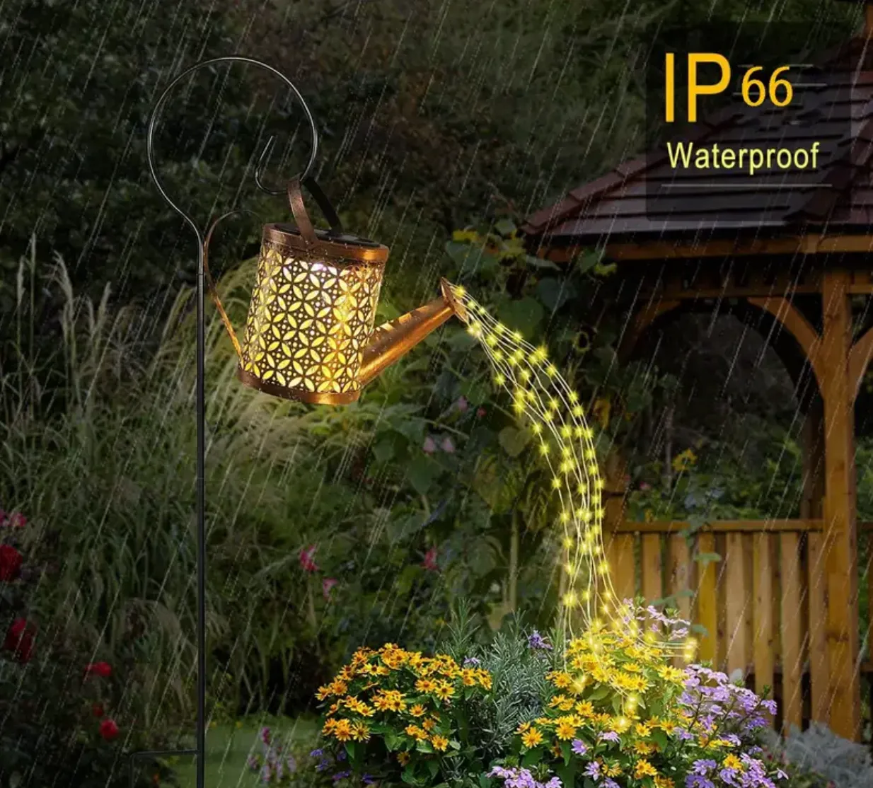 Whimsical Decorative Solar Watering Can With Lights - Outdoor Garden Decor - Waterproof Solar Lanterns