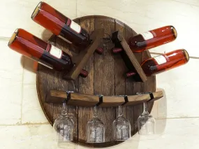 Wine Barrel Head Bottle-Glass Display