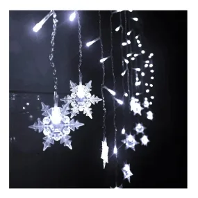 Woochic Christmas Snowflake Window Curtain String Lights, 20ft 40 LED Fairy Lights Battery Operated Waterproof Lights Indoor Outdoor Decorations for Bedroom Party Patio Room Garden Decorations