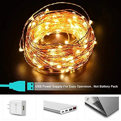 XERGY 10 M,100 LED's Fairy Light (3 Copper Wires, Durable Quality) Waterproof Decorative String Lights - USB Powered (USB Wire Length - 2 M)