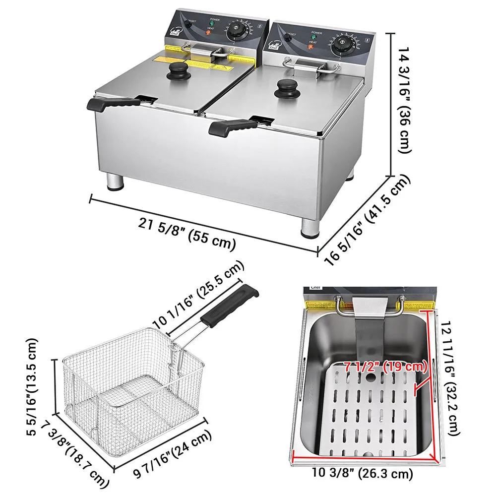 Yescom Commercial Deep Fryer Double Basket 220V 7200W