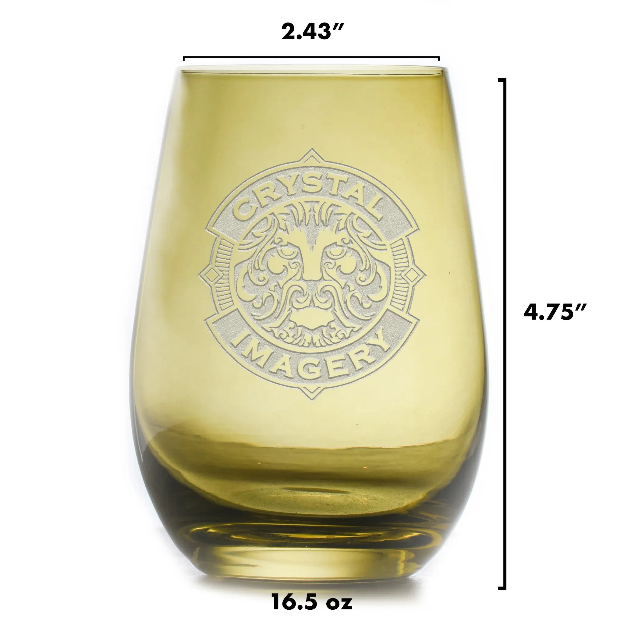 Your Logo Engraved Green Stemless Wine Glass by Crystal Imagery